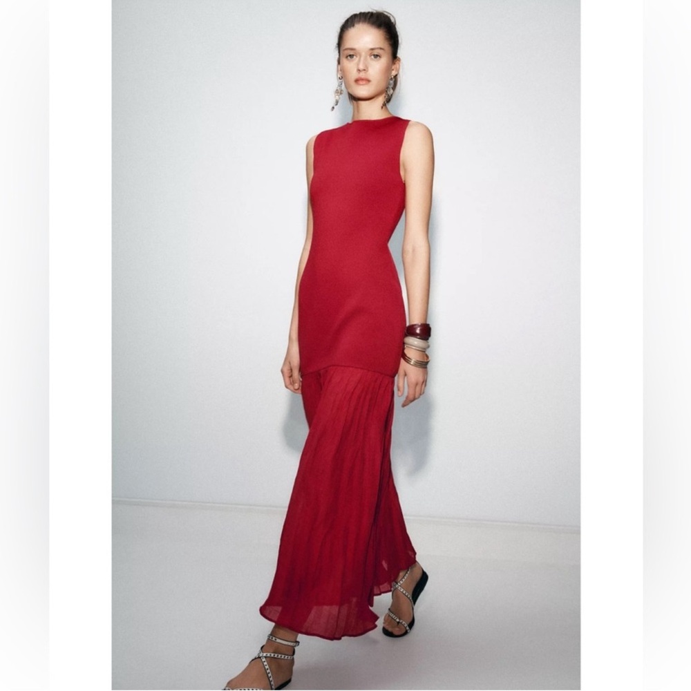 Zara Red Sleeveless Maxi Dress